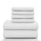 Lux Décor 6Pc Solid Sheet Set – Brushed Microfiber, 16" Deep Pockets, with Embroidered & Plain Pillowcases