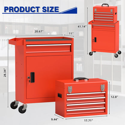5 Drawer Tools Chest, Tool Cabinet with Universal Lockable Wheels.
