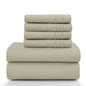 Lux Décor 6Pc Solid Sheet Set – Brushed Microfiber, 16" Deep Pockets, with Embroidered & Plain Pillowcases