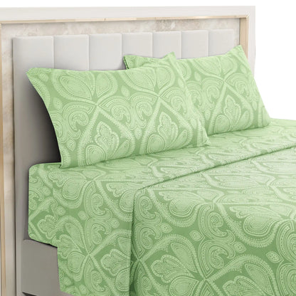 Lux Decor 4-Piece Paisley Bed Sheet Set – Soft Brushed Microfiber Sheets – Wrinkle-Resistant Bedding