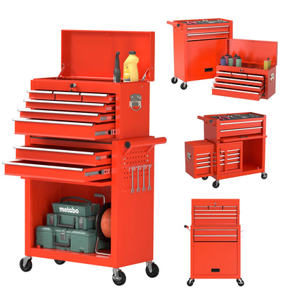Kieperi 8 Drawer Tools ChestOrganizable Tool Box with Detachable Top Box for Workshop