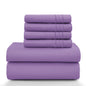 Lux Décor 6Pc Solid Sheet Set – Brushed Microfiber, 16" Deep Pockets, with Embroidered & Plain Pillowcases