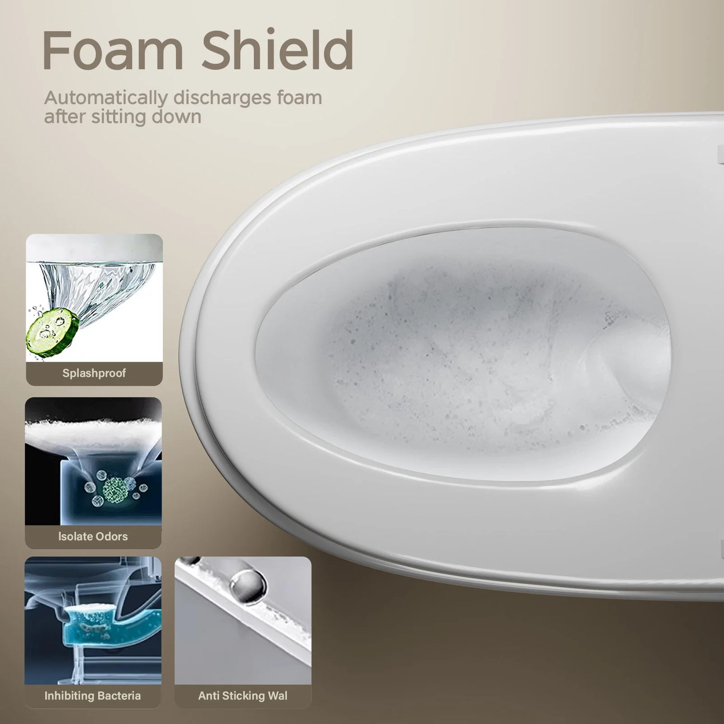 Smart Toilet with Built-in Bidet, AUTO Open/Close, Water Sprayer, AUTO Dual Flush, Heated Bidet Toilet Seat.