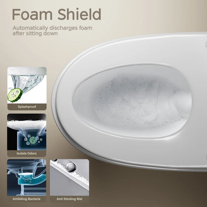 Smart Toilet with Built-in Bidet, AUTO Open/Close, Water Sprayer, AUTO Dual Flush, Heated Bidet Toilet Seat.