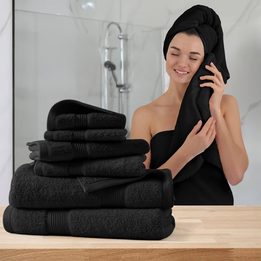 Decor 6-Piece Bath Towel Set – 100% Cotton, 525 GSM, Ultra-Soft & Absorbent.