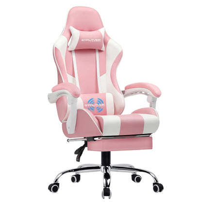 Gaming Chair with Footrest, Lumbar Support, Adjustable Height, Swivel Seat, Headrest.