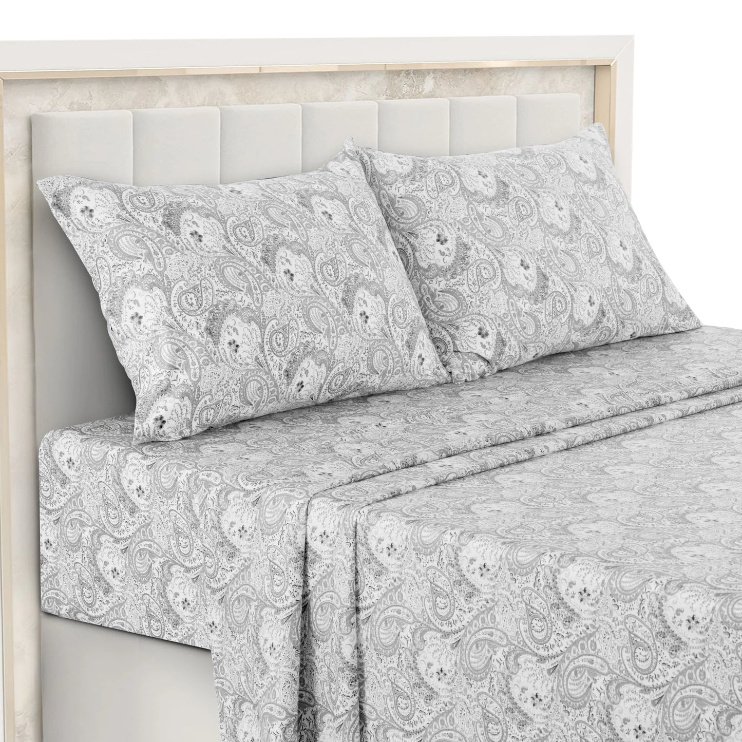 Lux Decor 4-Piece Paisley Bed Sheet Set – Soft Brushed Microfiber Sheets – Wrinkle-Resistant Bedding