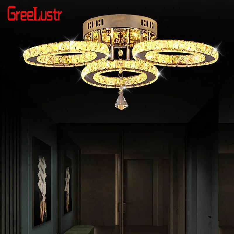 Modern Ceiling Lamp Pendant Light Crystal Led Chandelier, Bedroom Home Decor.