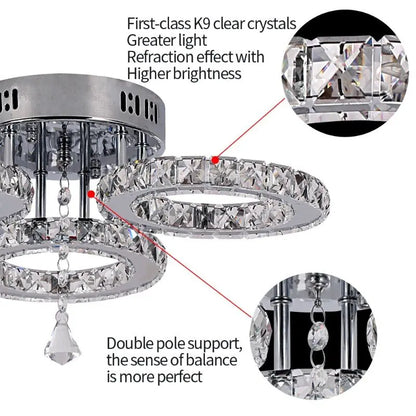 Modern Ceiling Lamp Pendant Light Crystal Led Chandelier, Bedroom Home Decor.