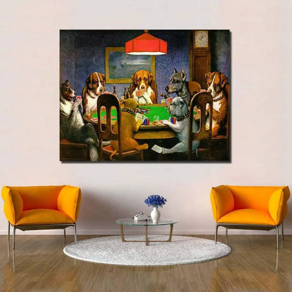 Print Wall Art Pokers Dogs .Playing Cards Wall Decor Modern Artwork Paintings Framed
