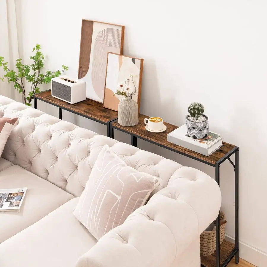 Table, 2Tier Entrance Table, Behind Sofa Table, Sturdy and Stable, for Living Room, Entryway, Foyer.