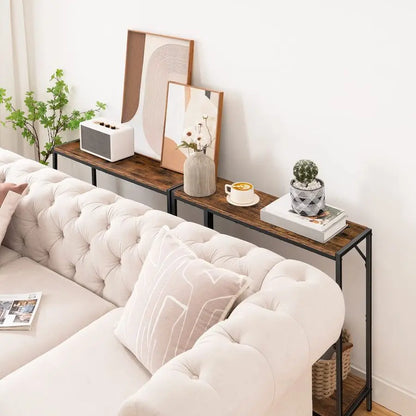 Table, 2Tier Entrance Table, Behind Sofa Table, Sturdy and Stable, for Living Room, Entryway, Foyer.