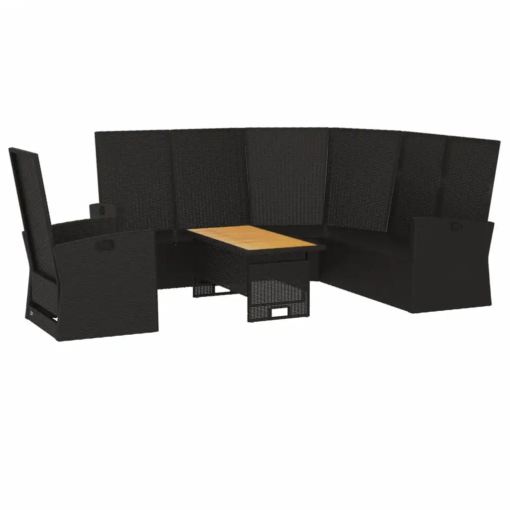 XL 3 Piece Patio Lounge Set with Cushions Black Poly Rattan.