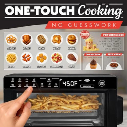 Digital Air Fryer Toaster Oven with Convection Mode 4 Slice Capacity 3 Rack Positions 12 Presets Toast Bagel Bake Roast Broil.