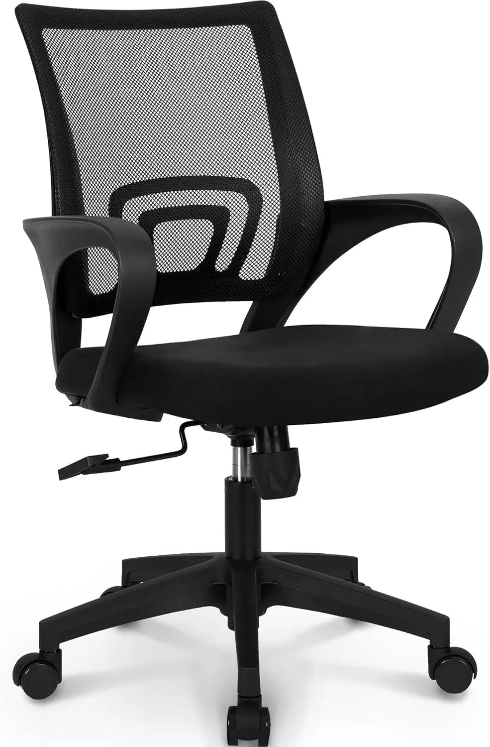 NEO CHAIR Black Mesh Gaming Office Chair Mid Back Lumbar Support Adjustable Height, Swivel.