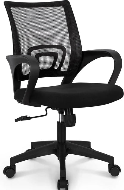 NEO CHAIR Black Mesh Gaming Office Chair Mid Back Lumbar Support Adjustable Height, Swivel.
