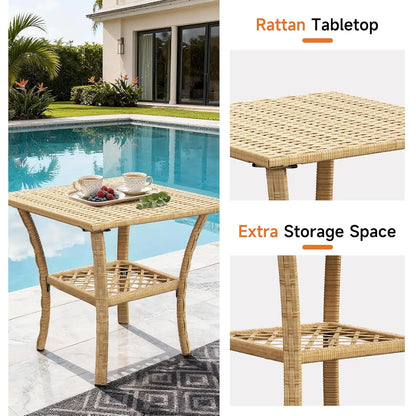 Outdoor Rocking Chair, 3 Pieces Wicker Rocking Bistro Set with Rattan Table.