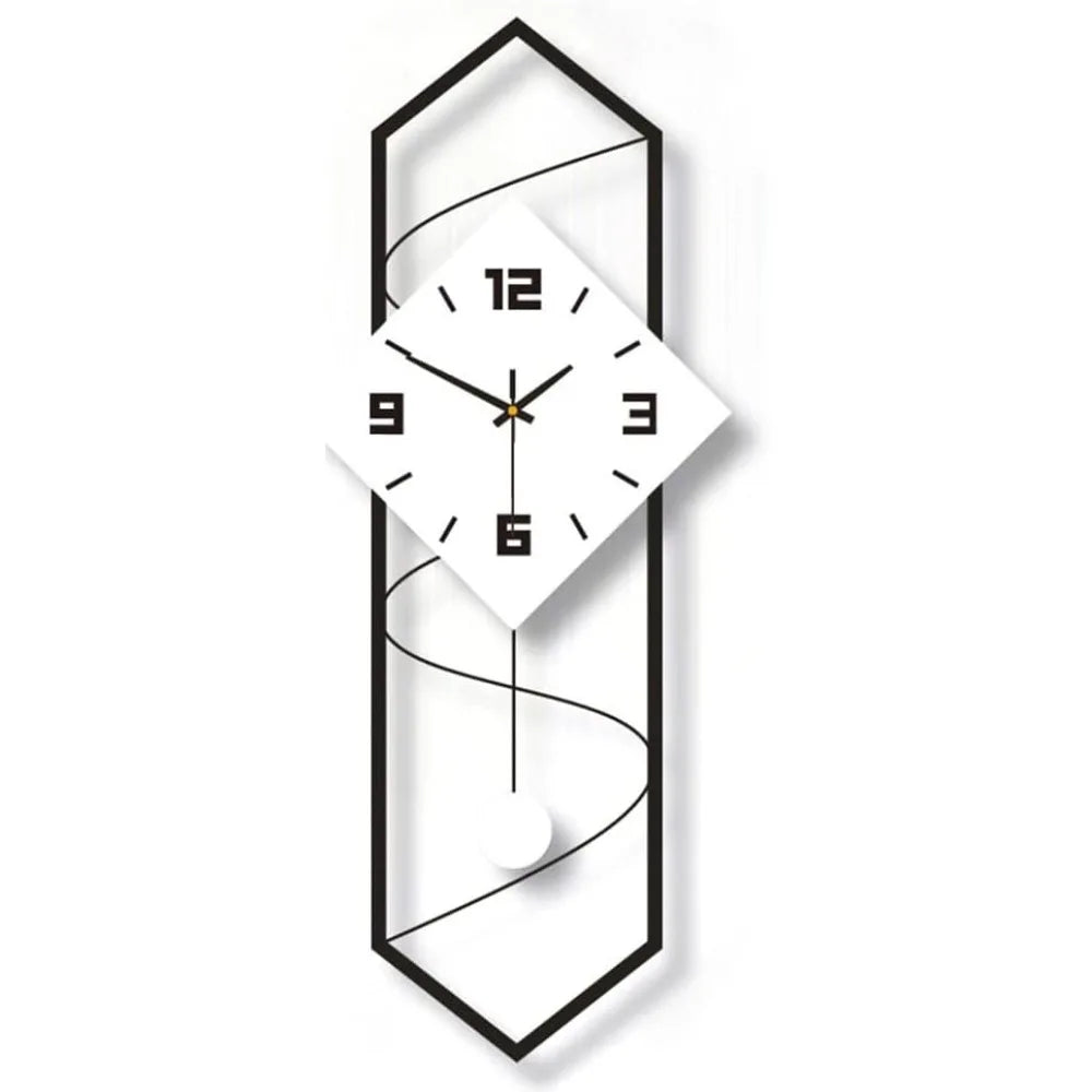 Swing Quartz Silent Wall Clock Metal Modern Large Pendulum Wall Clock Home Decor with Hook.