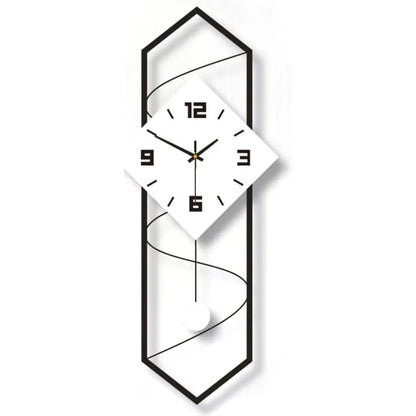 Swing Quartz Silent Wall Clock Metal Modern Large Pendulum Wall Clock Home Decor with Hook.