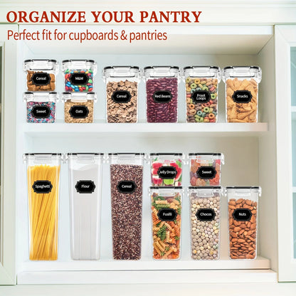 24Piece Airtight Food Storage Containers Set BPA-Free Plastic Canisters - Pantry Organizer with 40Labels