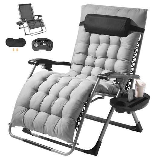 Zero Gravity Chair, Recliner Lounge Chair Adjustable with Cushion Footrest & Cupholder.