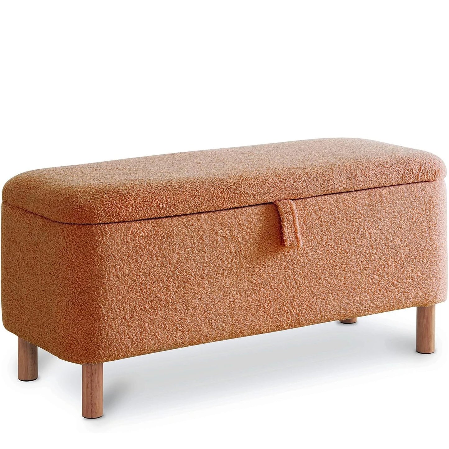 Storage Ottoman Bench for Bedroom end of Bed, Sherpa Upholstered Shoe Seat Storage.