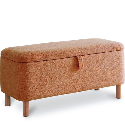 Storage Ottoman Bench for Bedroom end of Bed, Sherpa Upholstered Shoe Seat Storage.