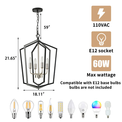 4 Light Luxury Chandeliers Farmhouse Industrial Pendant Lighting Classic Lantern.