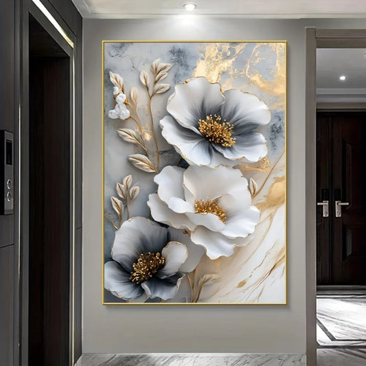 1 modern luxury floral canvas mural, framed 3D floral painting, decoration