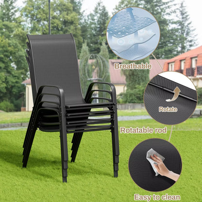 Patio Dining Set 5 Pieces, All Weather Outdoor Furniture W/ 30"x30" Table and 4 Stackable Chairs.