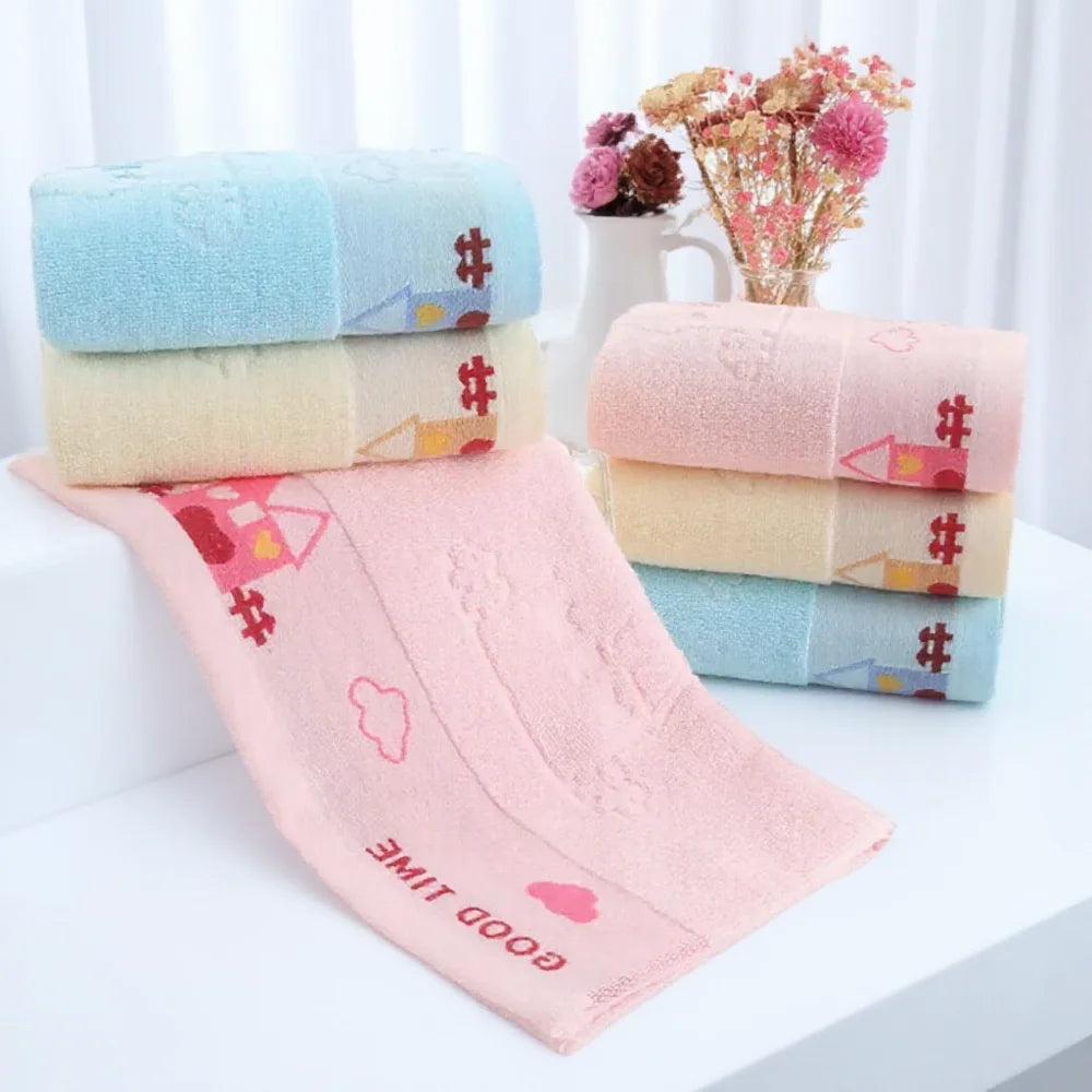 Pure Cotton Children's Towel, Soft Absorbent Baby Face Wash Towel for Kids.