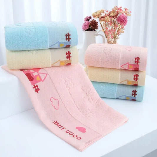 Pure Cotton Children's Towel, Soft Absorbent Baby Face Wash Towel for Kids.