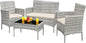 patio furniture 4 pieces conversation set outdoor wicker rattan chairs & Table.