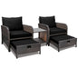 Balcony Furniture 5 Piece Patio Conversation Set, PE Wicker Rattan Outdoor Lounge Chairs.