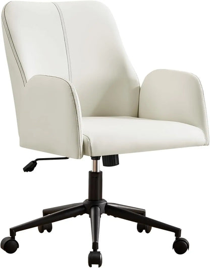 Leather Home Desk Chair, Comfortable Executive Office Chair with Wheels, Adjustable Height.