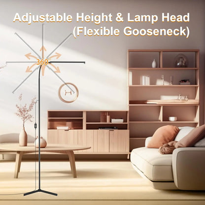 Touch Control Adjustable LED Floor Lamp with Stepless Dimming for Living Room, & Office