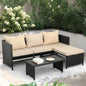 3-Piece Outdoor PE Rattan Furniture Set Patio Black Wicker Conversation Loveseat Sofa Sectional.