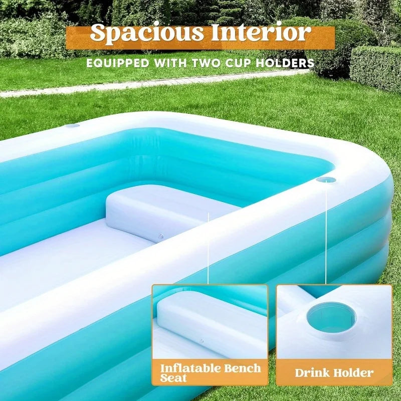 JOYFY Inflatable Pool with Seats, Full-Sized Inflatable Swimming Pool for Summer time.