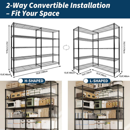 Heavy Duty Storage Shelves 4/5 Tiers Metal Shelving Unit Adjustable Organization Pantry Shelves.