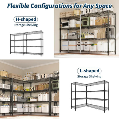 Heavy Duty Storage Shelves 4/5 Tiers Metal Shelving Unit Adjustable Organization Pantry Shelves.