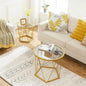 Small Coffee Table Set of 2, Round End Table with Metal Frame, Glass Tabletop, for Living Room, Bedroom.