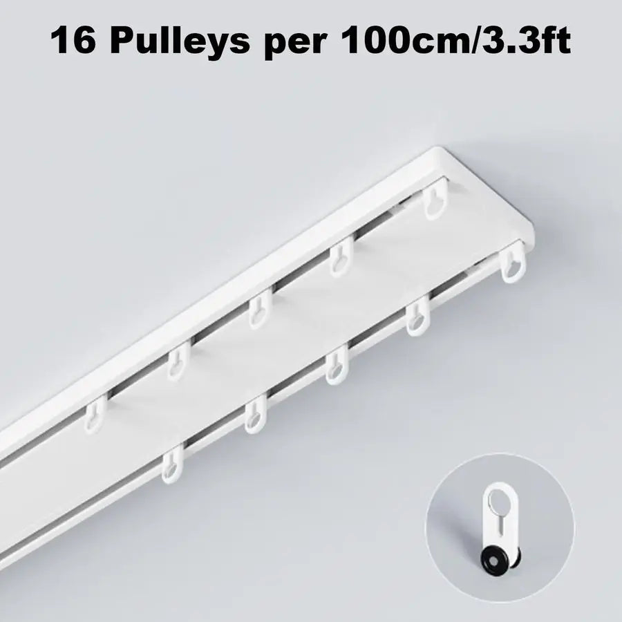 Double Row Curtain Track Ceiling Mounted, Silent Heavy Duty Curtain Track System, Sliding Rails.