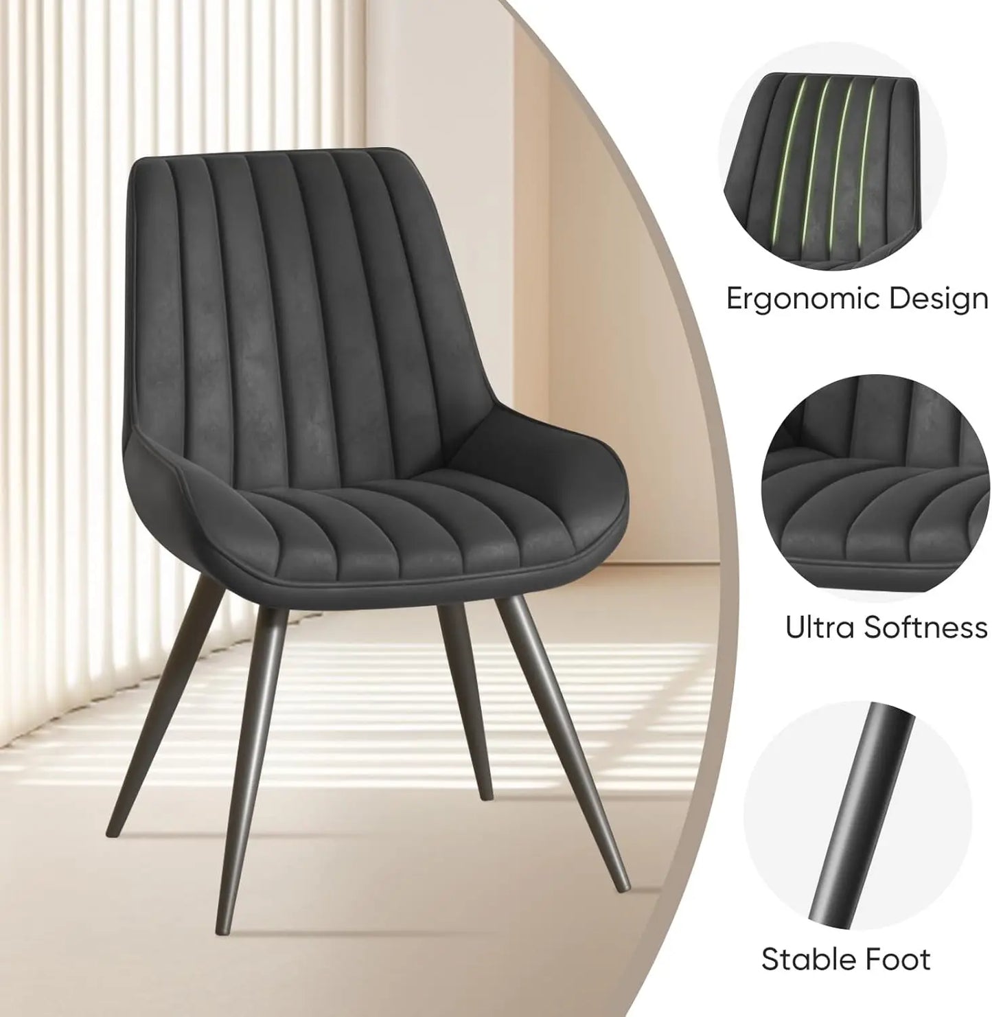Modern Dining Chairs Set of 4, Comfy Dining Room Chairs with Thick Cushions.