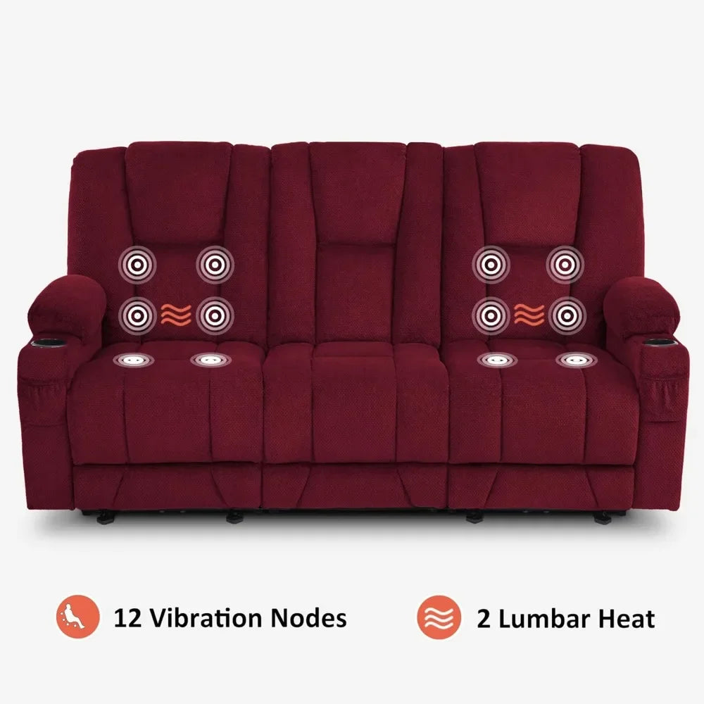 "3-seater zero gravity reclining sofa with heat and vibration massage, for living room"