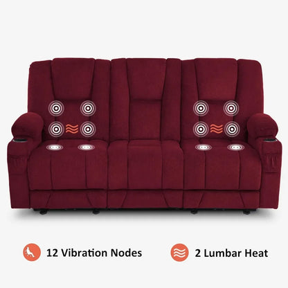 "3-seater zero gravity reclining sofa with heat and vibration massage, for living room"