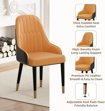 5-Piece Round Dining Table Set with Storage, with 4 PU Leather Chairs, Space Saving.