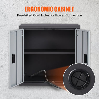 Foldable Wall Cabinet Metal Garage Locker Mounted Tool Chest Adjustable Shelf Magnetic Door.