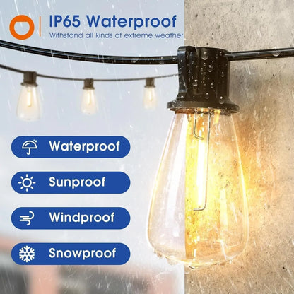150FT LED Outdoor String Lights Waterproof, Shatterproof Replaceable Bulbs Dimmable- Hanging Lights.