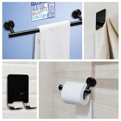 Bathroom Hardware Set 7Pcs Bathroom Towel Rack, Hand Towel Bars Toilet Paper Holders, Towel Rings, Robe Hooks