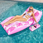 Inflatable Pool Lounge Chair with Cup Holder, Heavy Duty Floating Recliner for Tanning.